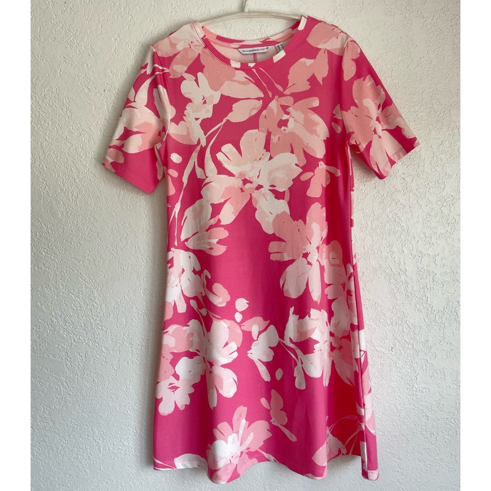 ISAAC MIZRAHI LIVE! Pink Floral Knit Fit Flare Dress Sz XS-M